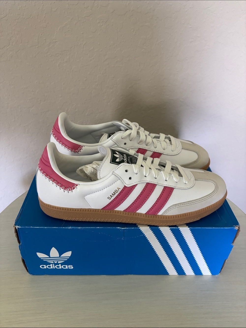 ADIDAS Samba OG White Rose Pink Gum JI2013 Women's Size 10 NIB Sneaker - Picture 3 of 7